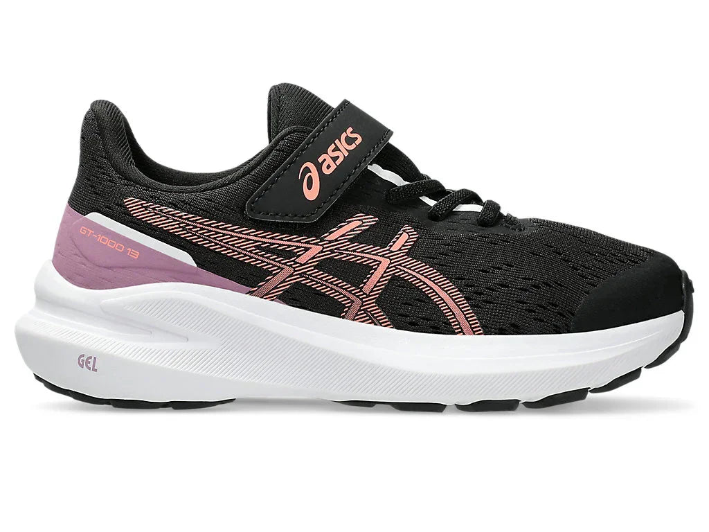 Asics Παιδικά Gt-1000 13ps Μαύρο/Κοραλί Αυτοκόλητο