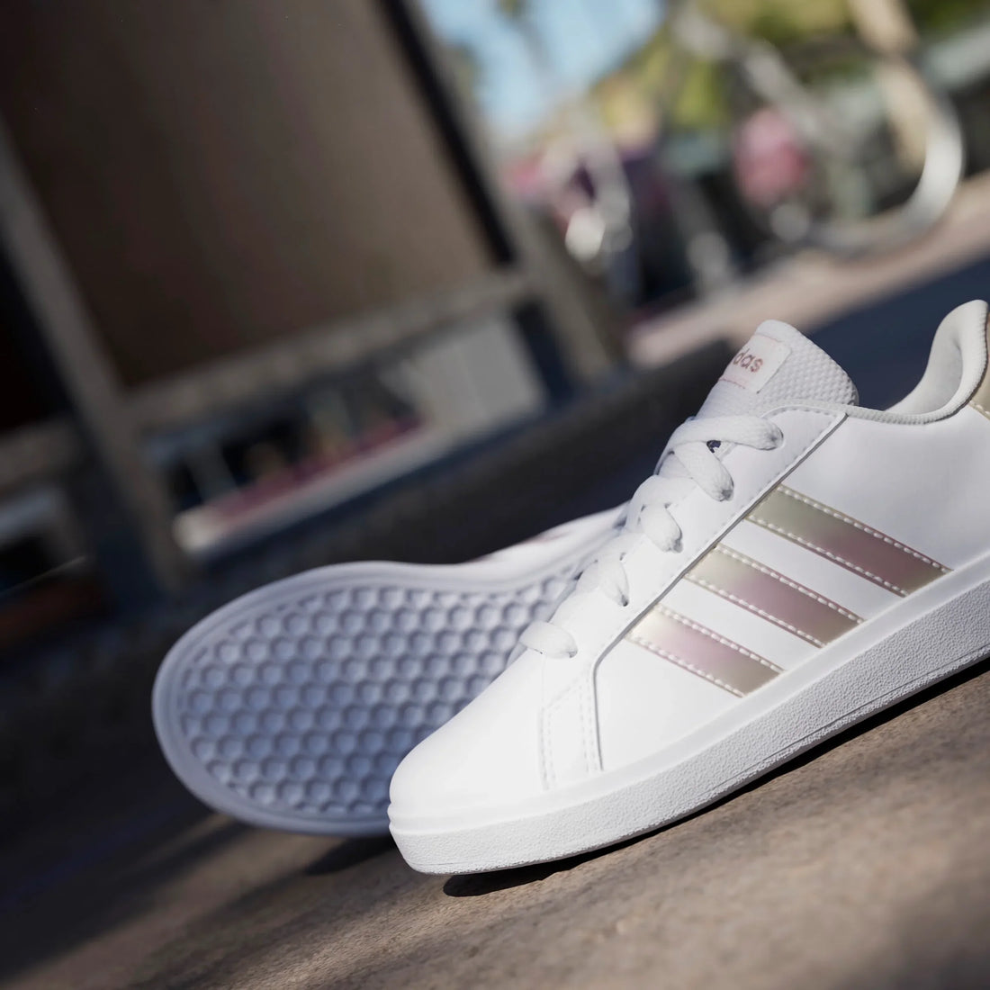Adidas Παιδικά Grand Court Κορδόνι Λευκό/Ιριδίζον