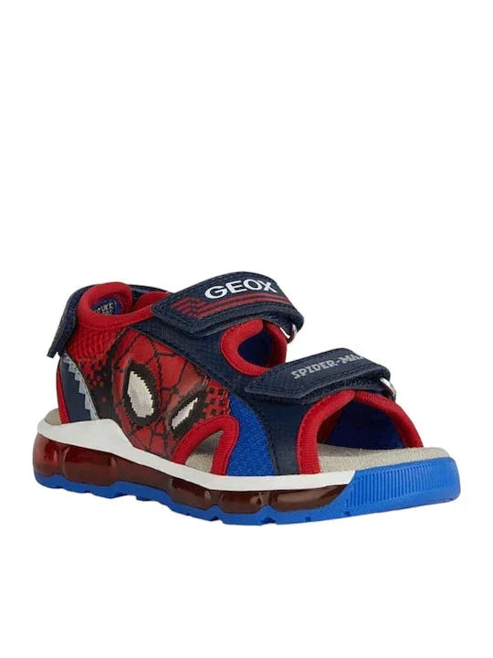 Geox Παιδικά Πέδιλα Ciberdon Spider-Man Φωτάκια Μπλε