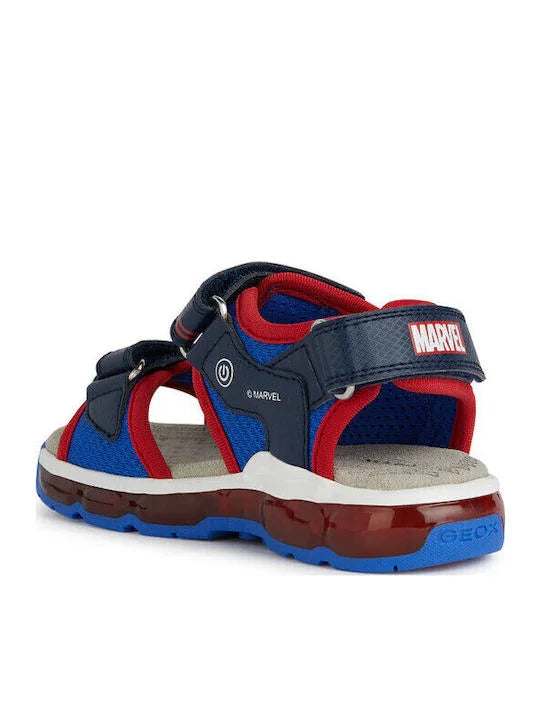 Geox Παιδικά Πέδιλα Ciberdon Spider-Man Φωτάκια Μπλε
